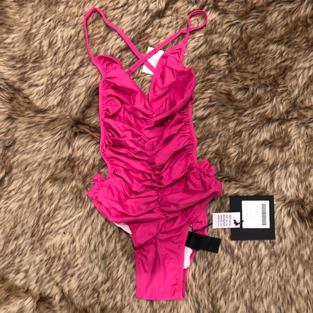 Norma Kamali One piece hot pink
